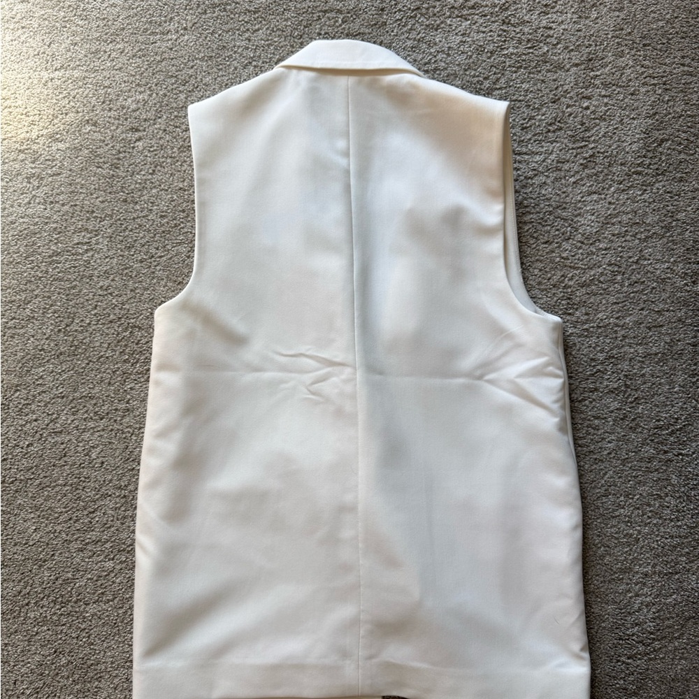 Abercrombie & Fitch Cream Sleeveless Blazer Vest - Picture 4 of 5